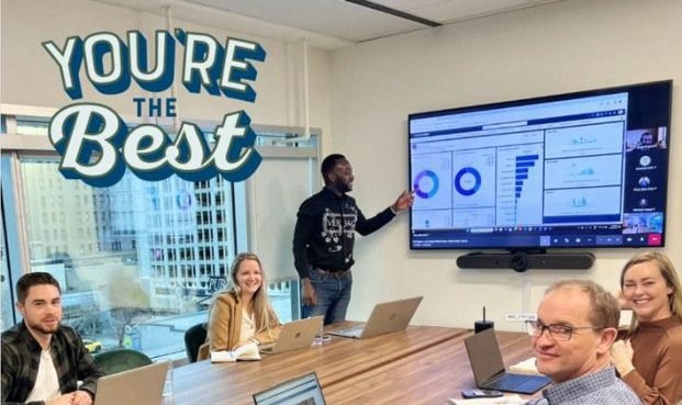 Chux walking the Kathairos Solutions team through a live ERP analytics dashboard